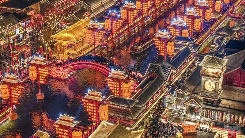 唐风建筑夜景